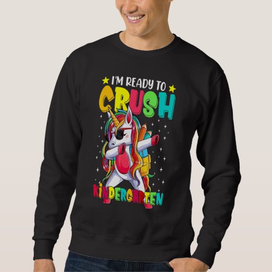Sweatshirt Crush Kindergarten Dabbing Unicorn Back To School (Devant)