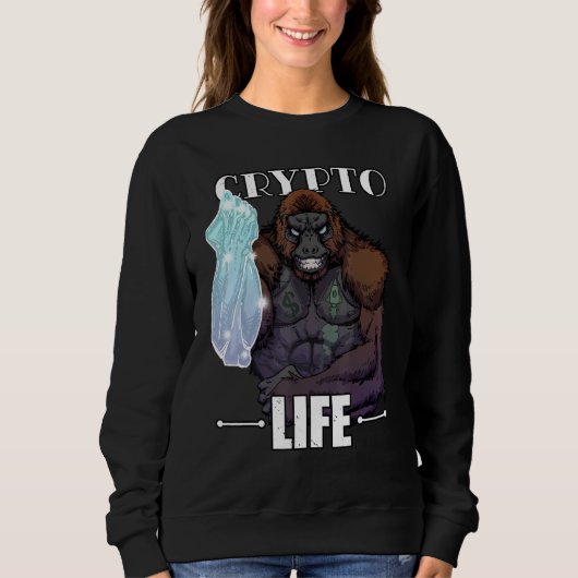 Sweatshirt Crypto Life Diamond Mains Mèmes Hommes Femmes Papa (Devant)