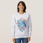 Sweatshirt Crystal Blue Bunny and Blue Jay Heart (Devant entier)