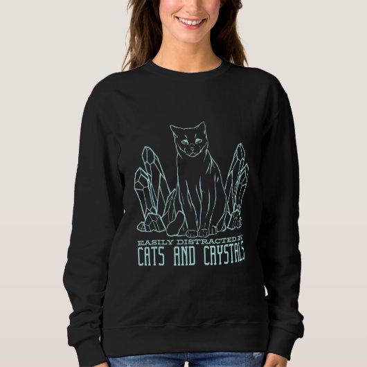 Sweatshirt Crystal Cat Pastel Goth (Devant)