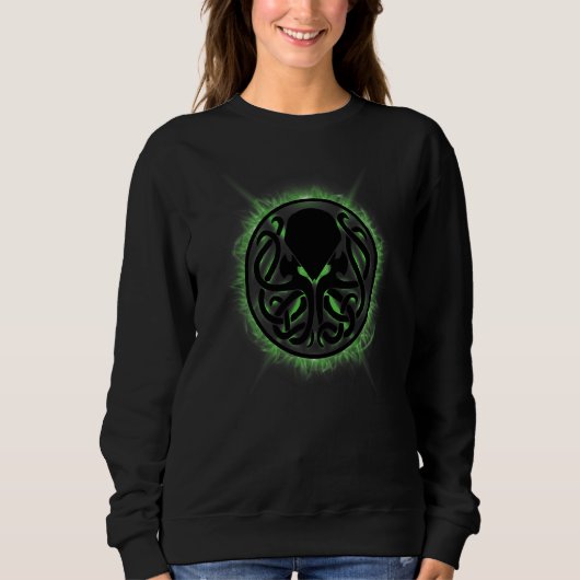 Sweatshirt Cthulhu Steampunk Flames vertes Kraken (Devant)