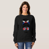 Sweatshirt Cuba Chignon Méssy Drapeau Cubain Fierté Femmes Fi (Devant entier)