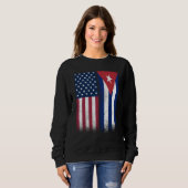 Sweatshirt Cuba Cuban American Flags Proud USA Cuba (Devant entier)