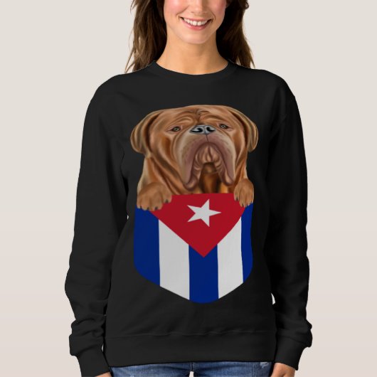 Sweatshirt Cuba Flag Dogues de Bordeaux Dog In Pocket (Devant)