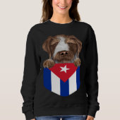 Sweatshirt Cuba Flag German Wirehaired Pointer Dog In Pocket (Devant)