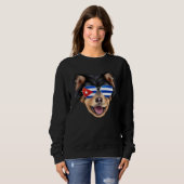 Sweatshirt Cuban Flag Finnish Lapphund Dog Cuba Pocket (Devant entier)
