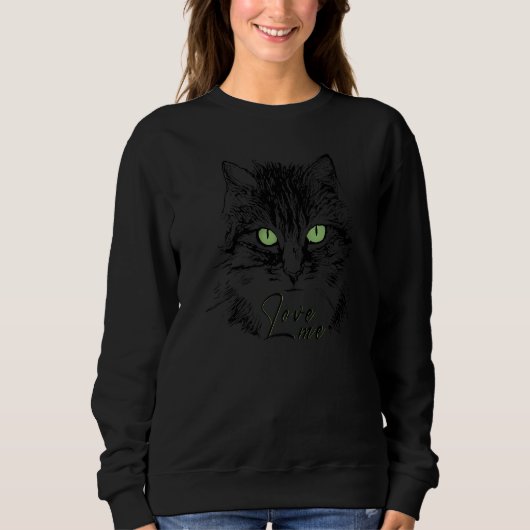 Sweatshirt Cuddly cat head - love me - lines silhouette 1 - F (Devant)