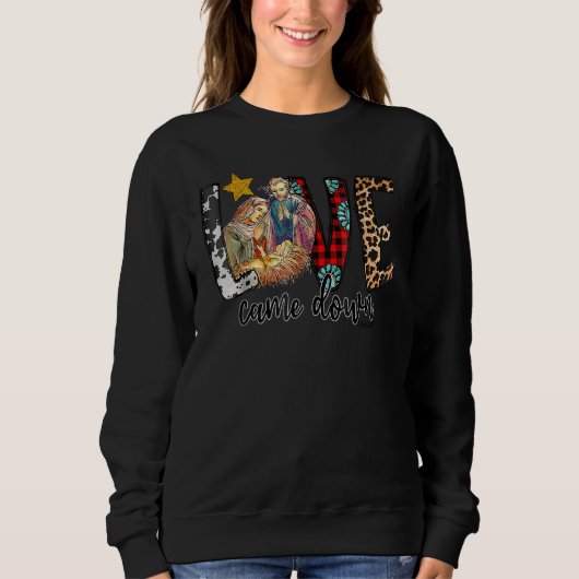 Sweatshirt Cuir de vache léopard occidental Amour est venu (Devant)