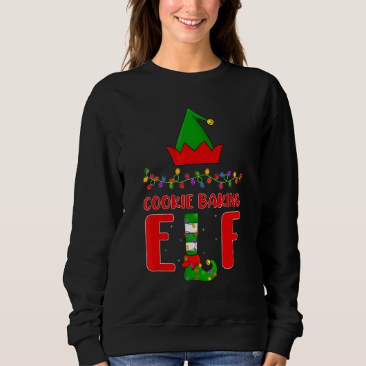 Sweatshirt Cuisine de biscuits Elf Correspondance Famille Écl (Devant)