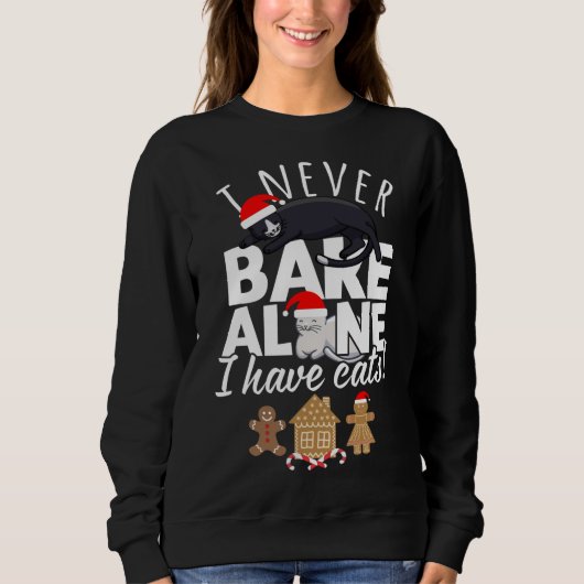 Sweatshirt Cuisiner des biscuits avec des chats à Noël et à G (Devant)