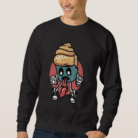 Sweatshirt Cupcake Zombie rétro (Devant)