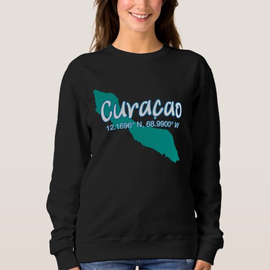 Sweatshirt Curacao Island Coordinates Tourist Vacation (Devant)