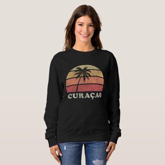 Sweatshirt Curaçao Vintage 70s Retro Throwback (Devant entier)