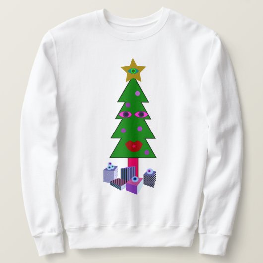 Sweatshirt Curieux sapin de Noël laide (Design devant)