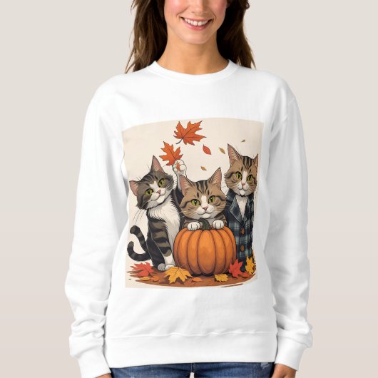 Sweatshirt Curious cats - Cozy Autumn (Devant)