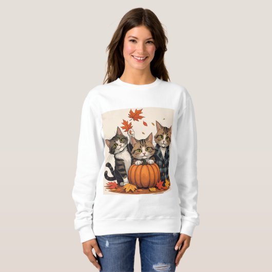 Sweatshirt Curious cats - Cozy Autumn (Devant entier)