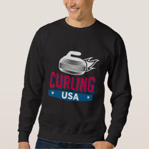 Sweatshirt Curling Usa Support Team Usa Drapeau Curl Clean