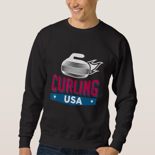 Sweatshirt Curling Usa Support Team Usa Drapeau Curl Clean (Devant)