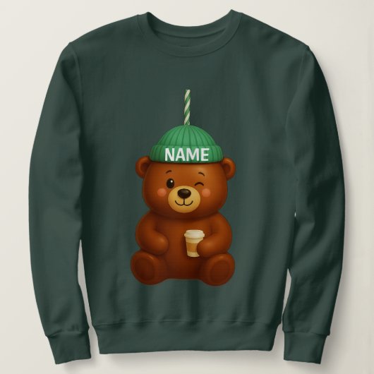 Sweatshirt Custom Name Bearista | Personalized Barista Bear | (Design devant)