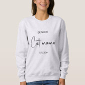 Sweatshirt Custom Pet Lover Black Script Senior Cat Mom Ash (Devant)