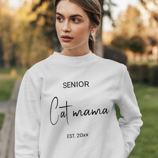 Sweatshirt Custom Pet Lover Black Script Senior Cat Mom Ash