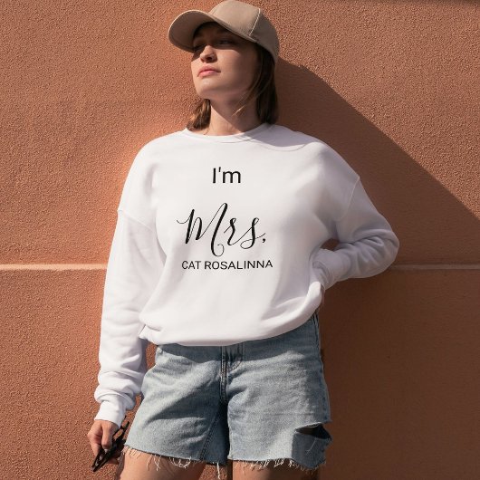 Sweatshirt Custom Pet Lover Name Stylish Black Script Cat Mom