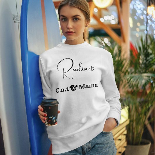 Sweatshirt Custom Pet Lover White And Black Script Cat Mom