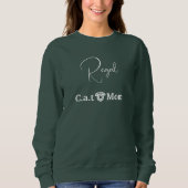 Sweatshirt Custom Pet Lover White Script Cat Mom Forest Green (Devant)