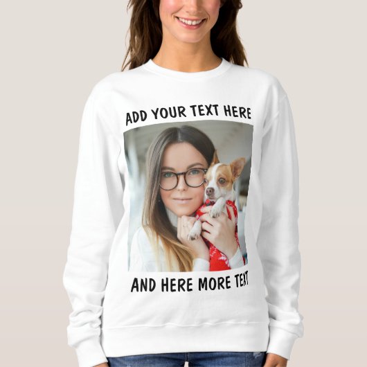 Sweatshirt Custom Photo and Text Women White (Devant)