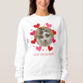 Sweatshirt Custom Photo Text Red Love Hearts Personalized (Devant)
