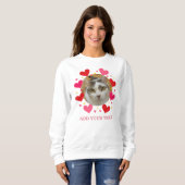 Sweatshirt Custom Photo Text Red Love Hearts Personalized (Devant entier)