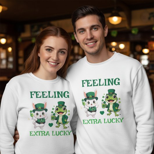 Sweatshirt Custom Text St. Patrick's Day Frog and Bunny
