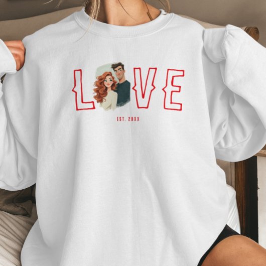 Sweatshirt Custom Watercolor Couple Portrait Love