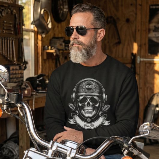Sweatshirt Custom Winter Biker Skull Motorcycle 2 Sided