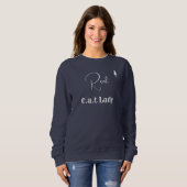 Sweatshirt Customize Pet Lover Navy Blue White Script Cat Mom (Devant entier)