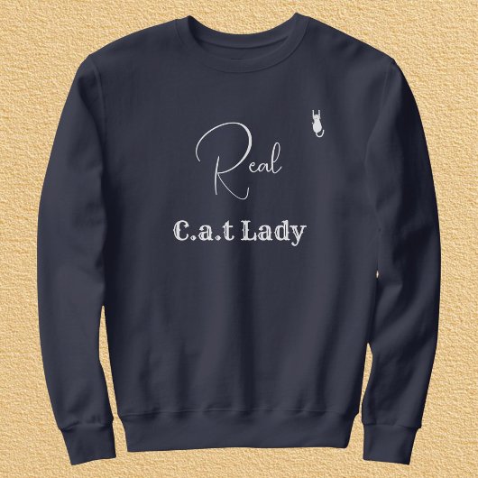Sweatshirt Customize Pet Lover Navy Blue White Script Cat Mom