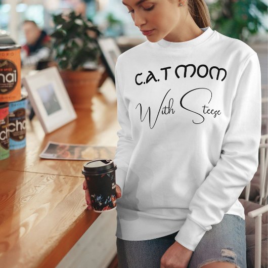 Sweatshirt Customized Cat Mom Black Script Funny Pet Lover