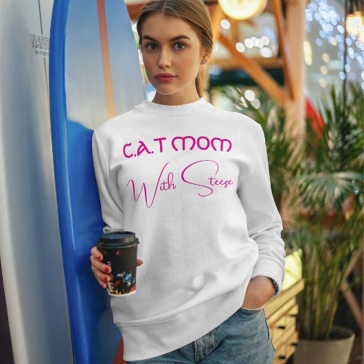 Sweatshirt Customized Cat Mom Pink Script Funny Pet Lover