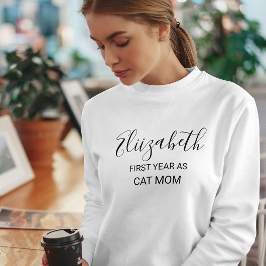 Sweatshirt Customized Funny Cat Lover Black Script Name White