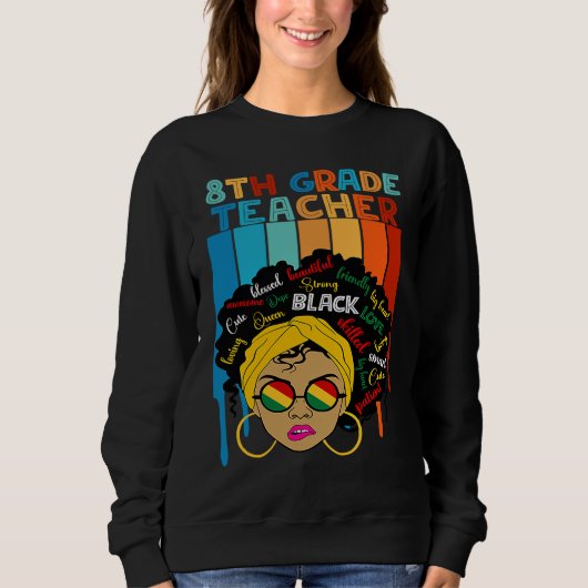 Sweatshirt Cute Afro Smart women Black History Month 8th Grad (Devant)