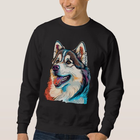 Sweatshirt Cute Alaskan Malamute Dog on Alaskan Malamute 3 (Devant)