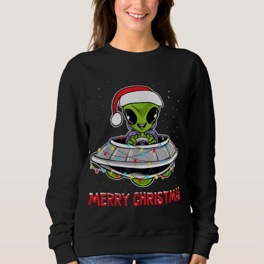 Sweatshirt Cute Alien Christmas Tree Lights Xmas Holidays (Devant)