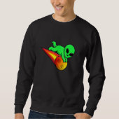 Sweatshirt Cute Alien Flying with Meteorite Stone Asteroid UF (Devant)