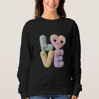 Sweatshirt Cute Amigurumi Crochet Love Letters Kawaii Heart 