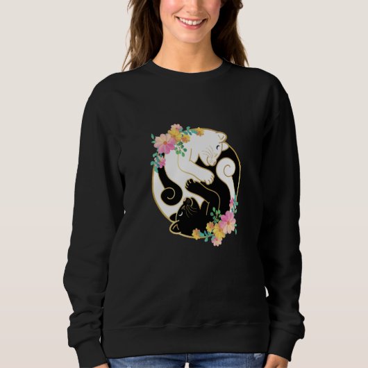 Sweatshirt Cute and Adorable Chinese Yin and Yang Cats Cat (Devant)