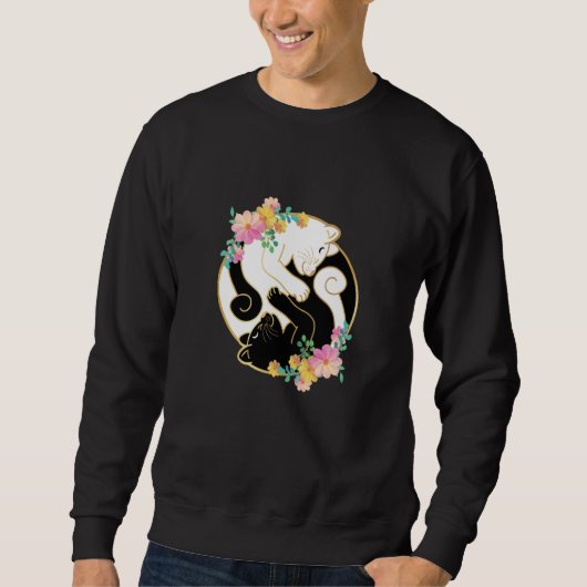 Sweatshirt Cute and Adorable Chinese Yin and Yang Cats Cat (Devant)