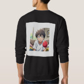 Sweatshirt Cute Anime Boy with Blue Eyes Holding a Red Ball a (Dos)