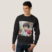 Sweatshirt Cute Anime Boy with Blue Eyes Holding a Red Ball a (Devant entier)