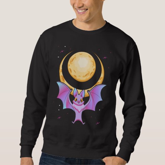 Sweatshirt Cute Bat Crescent Pastel Goth Moon Kawaii (Devant)