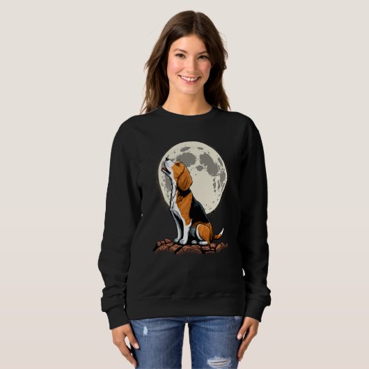 Sweatshirt Cute Beagle Howling at the Moon Beagle Mom (Devant entier)
